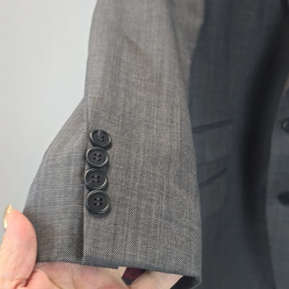 Ted Baker| Mens Gray Suit Coat/Jacket Endurance Wool Neutral Preppy Sz.46R - Picture 5 of 13
